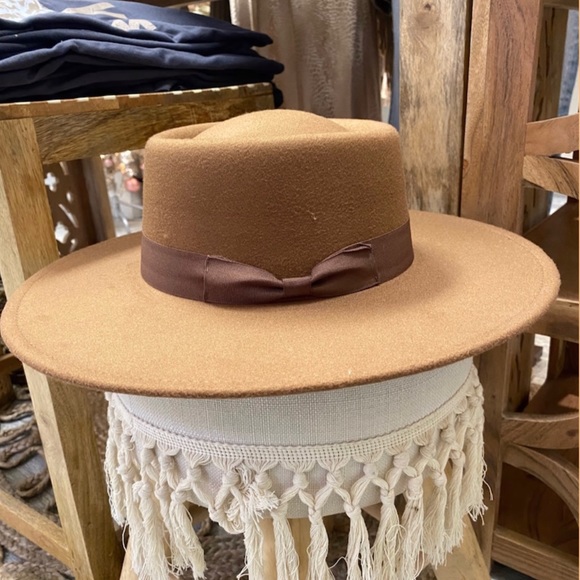 TAN bolero flat brim rancher boho hat - Picture 2 of 7